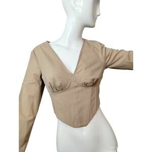 Bershka Women's size M Cotton Milkmaid Babydoll Corset Smocked Empire‎ Waist Top